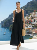 POM-POM MAXI SLEEVELESS DRESS