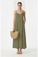 POM-POM MAXI SLEEVELESS DRESS