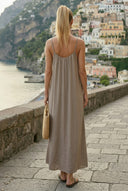 POM-POM MAXI SLEEVELESS DRESS