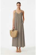 POM-POM MAXI SLEEVELESS DRESS