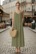 POM-POM MAXI SLEEVELESS DRESS