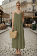 POM-POM MAXI SLEEVELESS DRESS