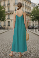 POM-POM MAXI SLEEVELESS DRESS