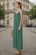 POM-POM MAXI SLEEVELESS DRESS