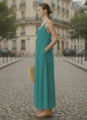 POM-POM MAXI SLEEVELESS DRESS