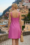 WAIST APPLIQUE LINEN DRESS