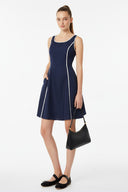 BLANKET STITCH SLEEVELESS MINI DRESS