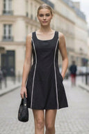 BLANKET STITCH SLEEVELESS MINI DRESS