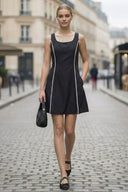 BLANKET STITCH SLEEVELESS MINI DRESS