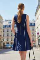 BLANKET STITCH SLEEVELESS MINI DRESS