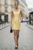 BLANKET STITCH SLEEVELESS MINI DRESS