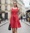 BLANKET STITCH SLEEVELESS MINI DRESS