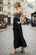 GIGI SMOCKED RUFFLE MAXI DRESS