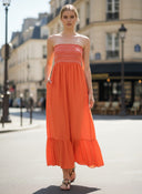 GIGI SMOCKED RUFFLE MAXI DRESS