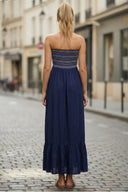 GIGI SMOCKED RUFFLE MAXI DRESS