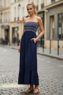 GIGI SMOCKED RUFFLE MAXI DRESS