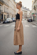 AUDREY BERREL MIDI DRESS WITH BELT