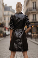 CELINE ALLIGATOR 3/4 SLEEVE ZIP UP DRESS