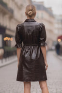CELINE ALLIGATOR 3/4 SLEEVE ZIP UP DRESS