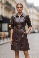 CELINE ALLIGATOR 3/4 SLEEVE ZIP UP DRESS