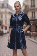 CELINE ALLIGATOR 3/4 SLEEVE ZIP UP DRESS