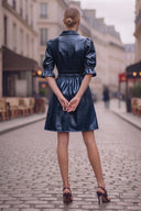 CELINE ALLIGATOR 3/4 SLEEVE ZIP UP DRESS