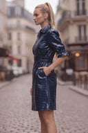 CELINE ALLIGATOR 3/4 SLEEVE ZIP UP DRESS