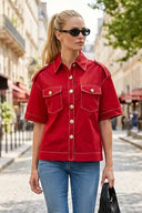 Oversized Half Sleeve Stitch Jacket