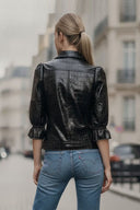 CELINE ALLIGATOR 3/4 SLEEVE ZIP UP JACKET