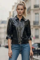 CELINE ALLIGATOR 3/4 SLEEVE ZIP UP JACKET