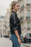 CELINE ALLIGATOR 3/4 SLEEVE ZIP UP JACKET