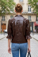 CELINE ALLIGATOR 3/4 SLEEVE ZIP UP JACKET