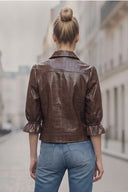 CELINE ALLIGATOR 3/4 SLEEVE ZIP UP JACKET