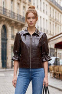CELINE ALLIGATOR 3/4 SLEEVE ZIP UP JACKET