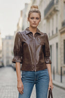 CELINE ALLIGATOR 3/4 SLEEVE ZIP UP JACKET
