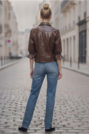 CELINE ALLIGATOR 3/4 SLEEVE ZIP UP JACKET
