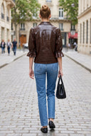 CELINE ALLIGATOR 3/4 SLEEVE ZIP UP JACKET