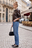 CELINE ALLIGATOR 3/4 SLEEVE ZIP UP JACKET