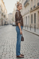 CELINE ALLIGATOR 3/4 SLEEVE ZIP UP JACKET