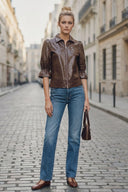 CELINE ALLIGATOR 3/4 SLEEVE ZIP UP JACKET