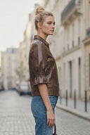CELINE ALLIGATOR 3/4 SLEEVE ZIP UP JACKET