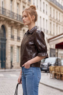 CELINE ALLIGATOR 3/4 SLEEVE ZIP UP JACKET