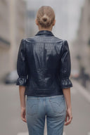 CELINE ALLIGATOR 3/4 SLEEVE ZIP UP JACKET