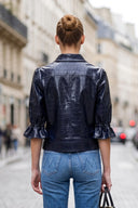 CELINE ALLIGATOR 3/4 SLEEVE ZIP UP JACKET