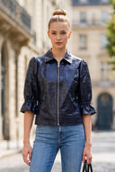 CELINE ALLIGATOR 3/4 SLEEVE ZIP UP JACKET