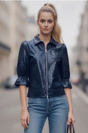 CELINE ALLIGATOR 3/4 SLEEVE ZIP UP JACKET