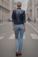 CELINE ALLIGATOR 3/4 SLEEVE ZIP UP JACKET