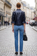 CELINE ALLIGATOR 3/4 SLEEVE ZIP UP JACKET