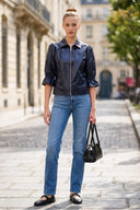 CELINE ALLIGATOR 3/4 SLEEVE ZIP UP JACKET