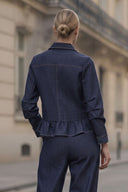 PIPER RUFFLE HEM ZIP UP DENIM JACKET